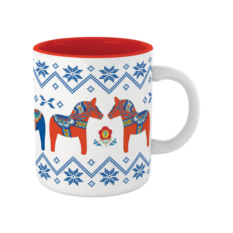 Dala Horse Snowflake Design Ceramic Coffee Cup