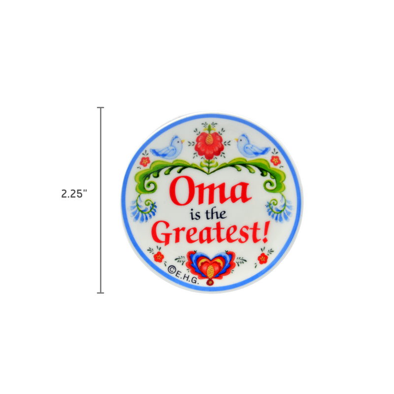 "Oma is the Greatest" Love Birds Magnet Plate German Gift