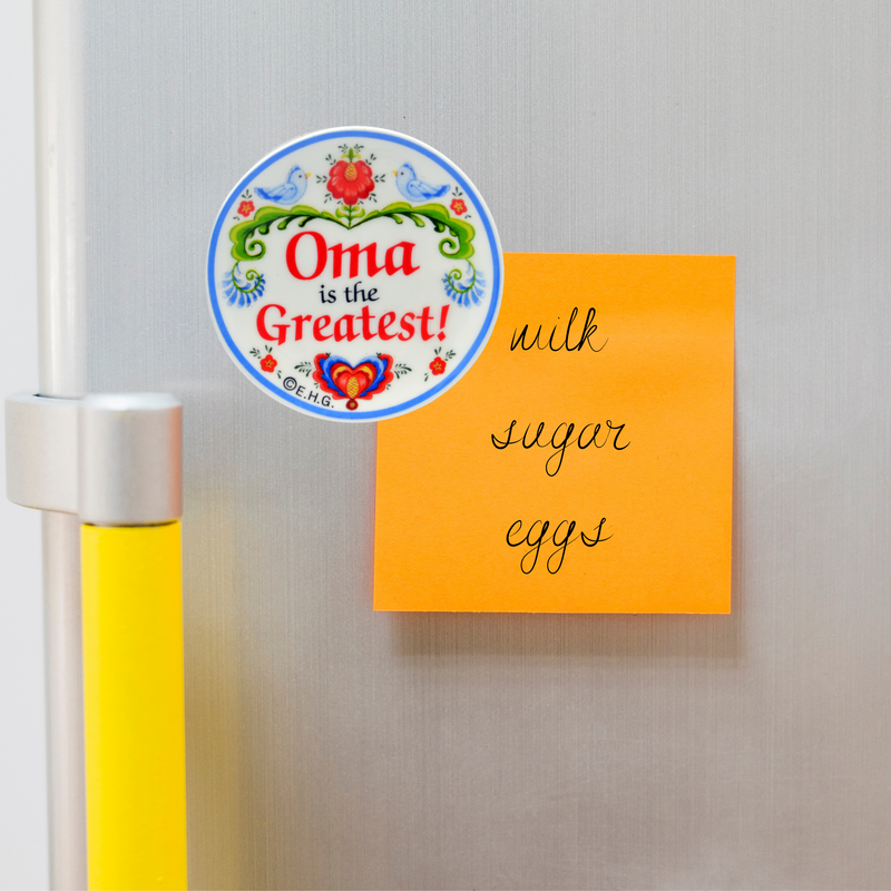 "Oma is the Greatest" Love Birds Magnet Plate German Gift