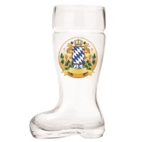 Das Boot Oktoberfest Party 1 Liter Quality Glass Beer Boot With Bayern Coat of Arms