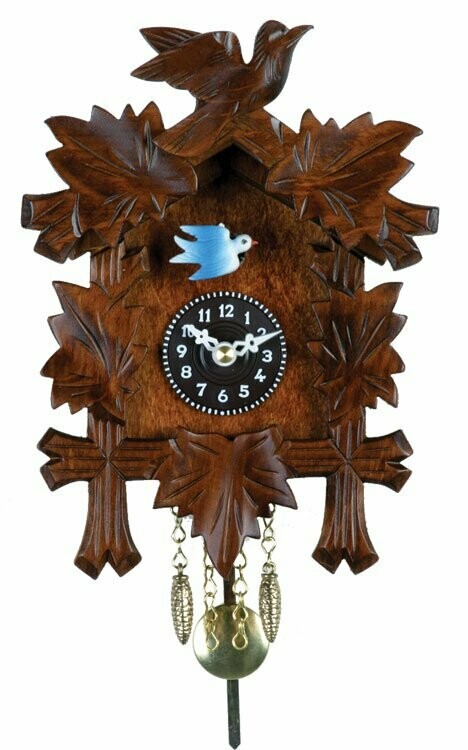 Quartz Novelty Clock - Five Leaves & One Bird with Moving Blue Bird