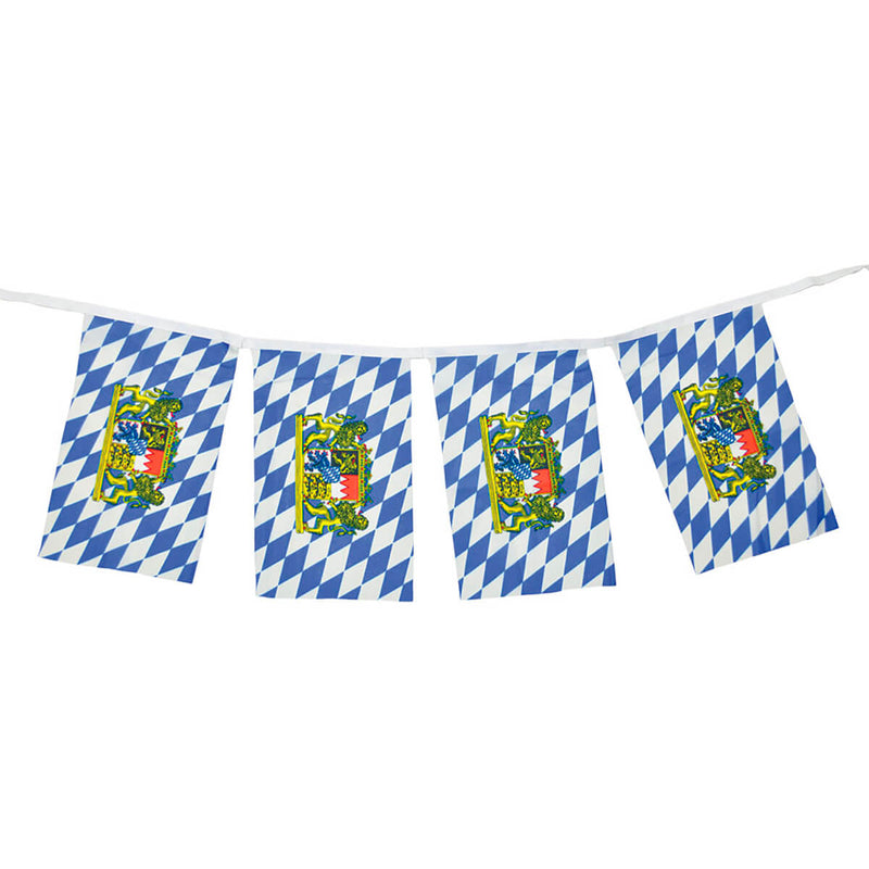 16 Foot Bavarian Polyester Flag Oktoberfest Pennant Banner (6x9 inches Pennant) - Hanging Decorations, PS- Oktoberfest Decorations, PS- Oktoberfest Essentials-All OKT Items, PS- Oktoberfest Hanging Decor, PS- Oktoberfest Table Decor, Tableware
