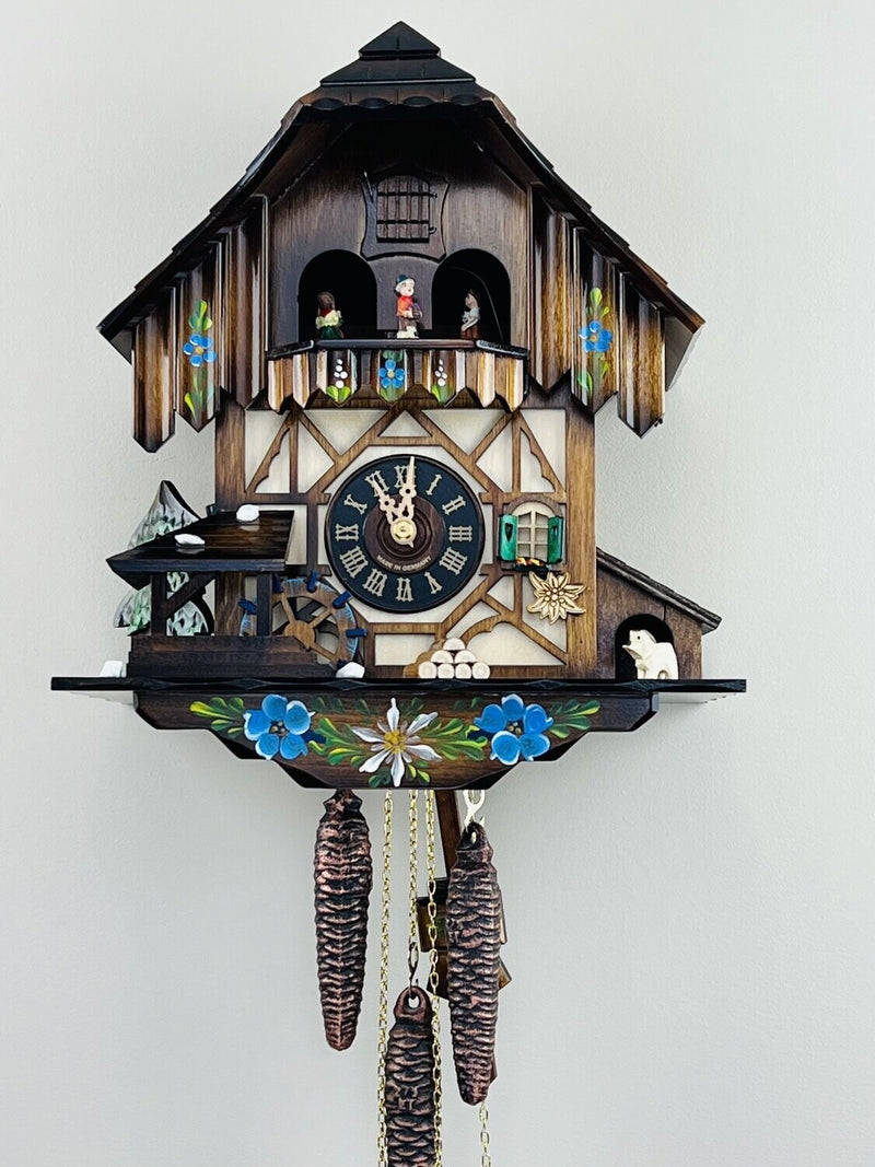 Musical Black Forest Cuckoo Clock With Dancers, Waterwheel, And Beer Drinker - 14 Inches Tall - GermanGiftOutlet.com
 - 49
