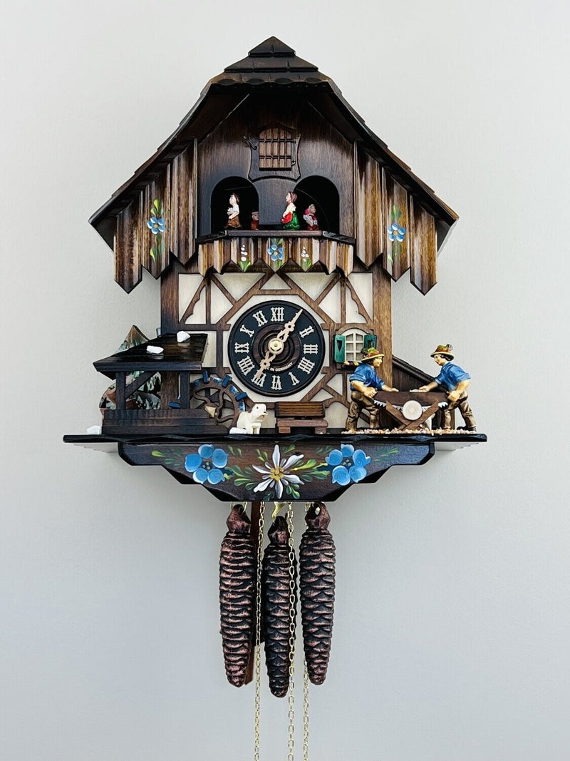 Musical Black Forest Cuckoo Clock With Dancers, Waterwheel, And Beer Drinker - 14 Inches Tall - GermanGiftOutlet.com
 - 57
