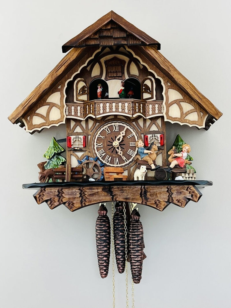 Musical Black Forest Cuckoo Clock With Dancers, Waterwheel, And Beer Drinker - 14 Inches Tall - GermanGiftOutlet.com
 - 62