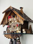 Eight Day Musical Cuckoo Clock Cottage with Beer Drinker and Moving Waterwheel