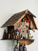 Eight Day Musical Cuckoo Clock Cottage with Beer Drinker and Moving Waterwheel
