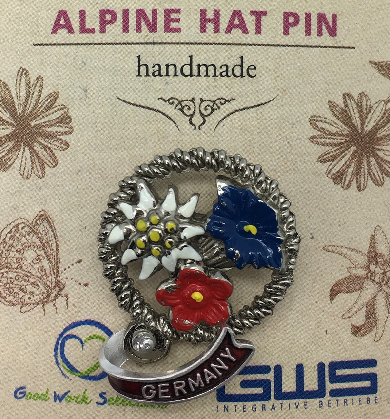 Alpine Edelweiss Flowers German Hat Pin