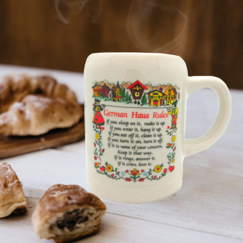 German Coffee Mug with "German Haus Rules"