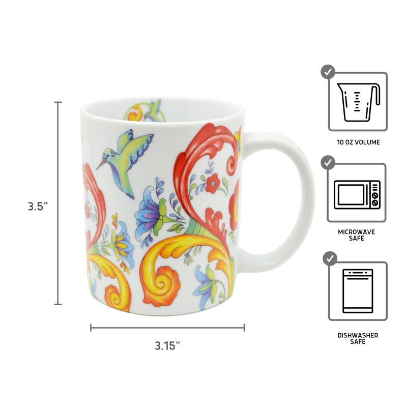 Ceramic Coffee Mug Colorful Rosemaling