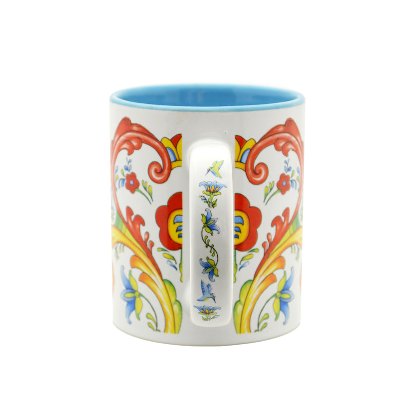 Ceramic Coffee Mug Rosemaling & Humingbird - Coffee Mugs, Coffee Mugs-German, Coffee Mugs-Swedish, CT-500, European, New Products, NP Upload, Rosemaling, Scandinavian, Top-SWED-B, Under $10, Yr-2016 - 2