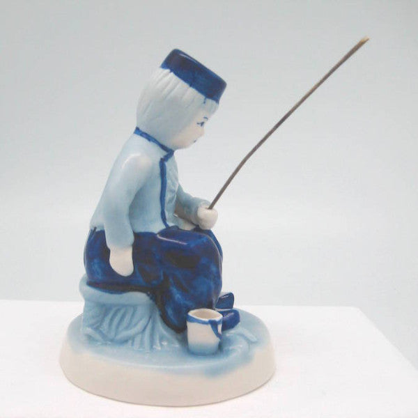 Delft Blue and White Figurine: Dutch Boy Fishing - Collectibles, Delft Blue, Dutch, Figurines, Home & Garden, PS-Party Favors - 2 - 3 - 4