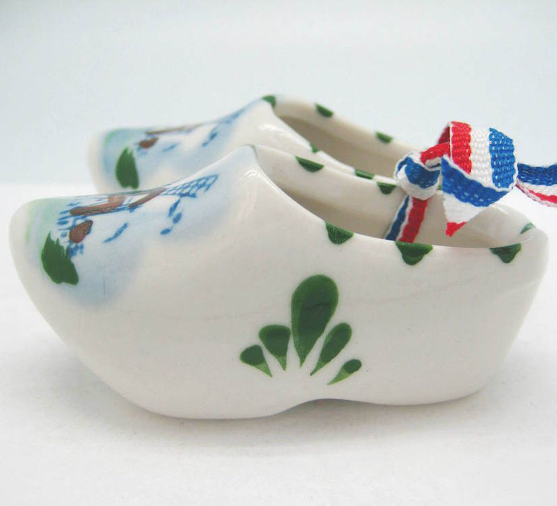 Colorful Wooden Clogs Pair with Windmill Design - 2.5 inches, 4 inches, Ceramics, CT-600, Decorations, Delft Blue, Dutch, Home & Garden, Netherlands, PS-Party Favors, PS-Party Favors Dutch, shoes, Size, Top-DTCH-A, Wooden Shoe-Ceramic, Wooden Shoes-Souvenir - 2