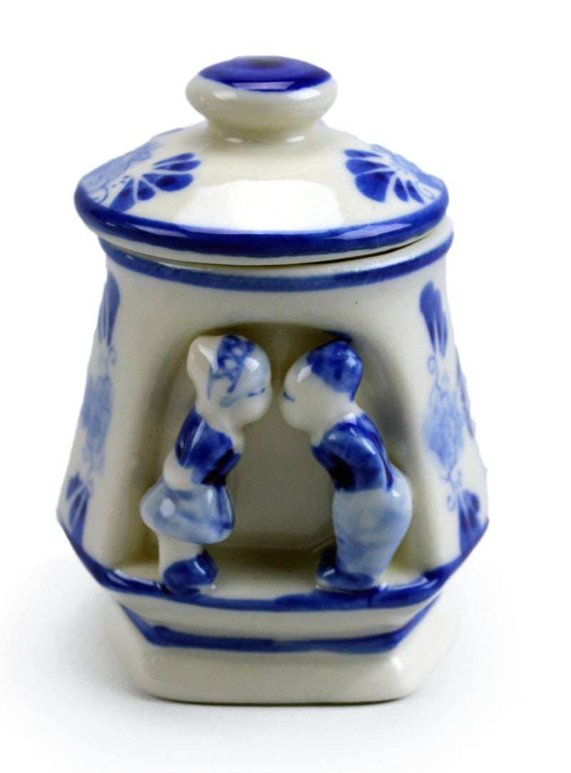 Small Delft Blue Kissing Couple Jar