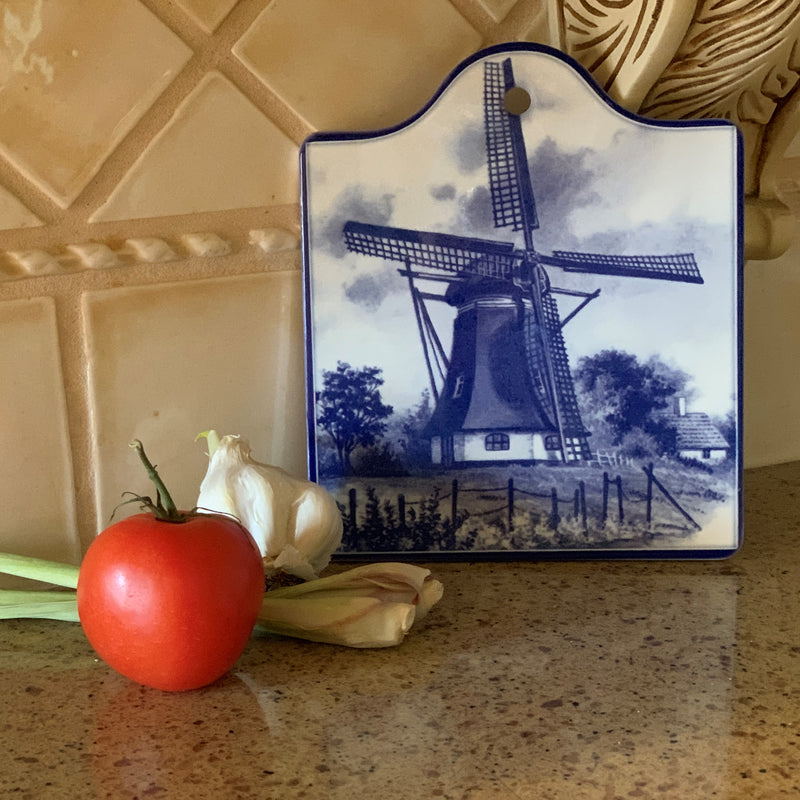 Ceramic Cheeseboard with Cork Backing: Windmill