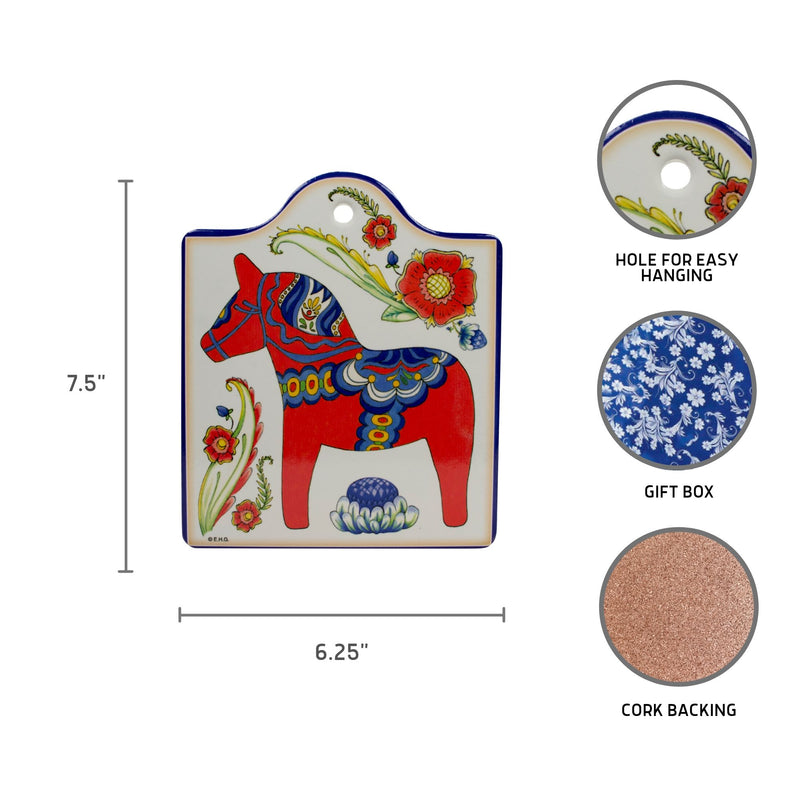 Cork Backed Ceramic Cheeseboard: Red Horse
