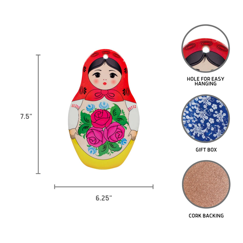 Nesting Doll with Red Scarf Decorative Kitchen Trivet