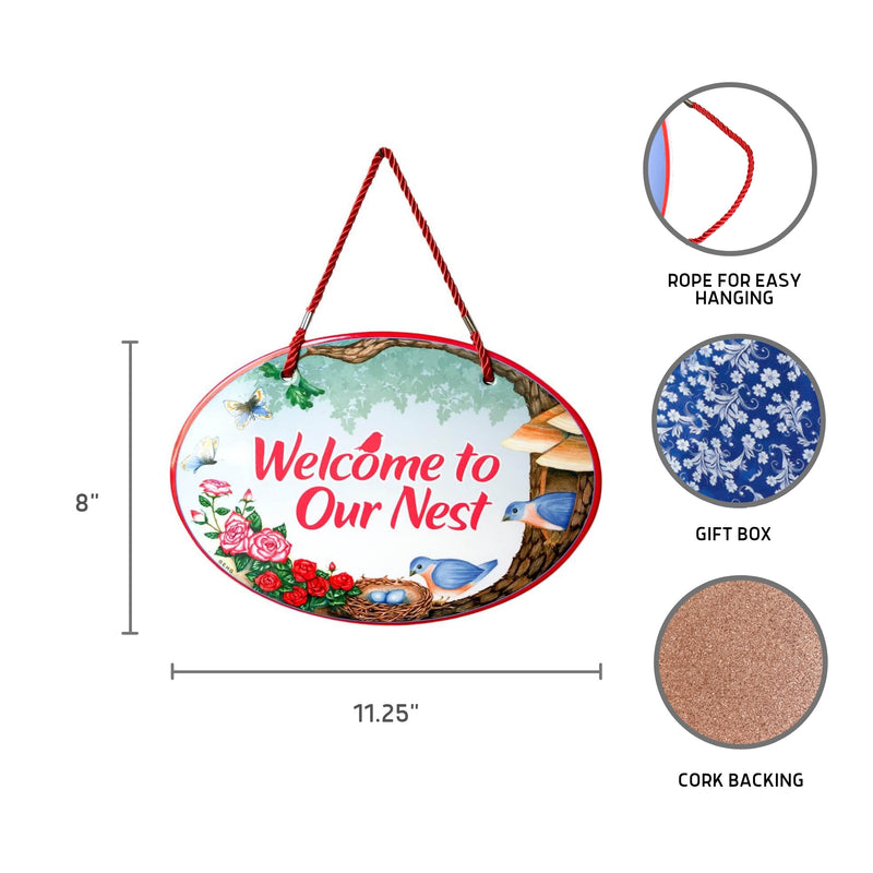 "Welcome To Our Nest" Decorative Ceramic Door Sign