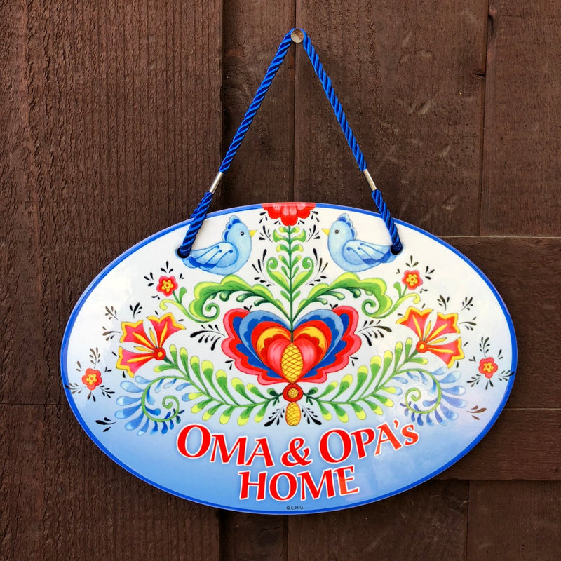 Oma & Opa's House Decorative Door Sign Rosemaling Design