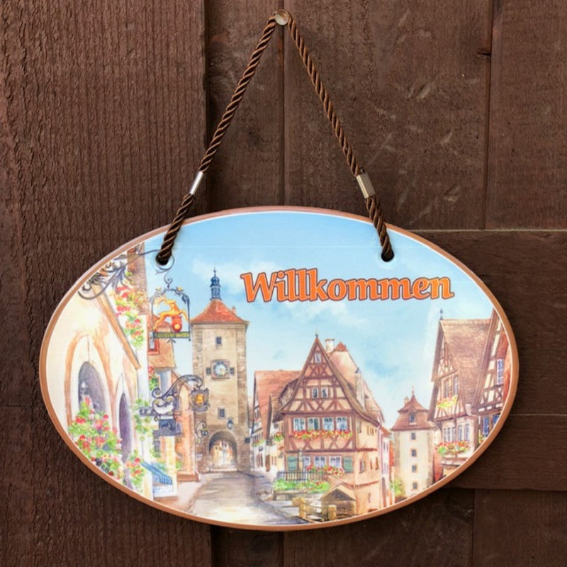 "Willkommen" Decorative Ceramic Door Sign