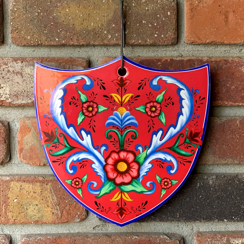 Ceramic Decoration Shield Flowers