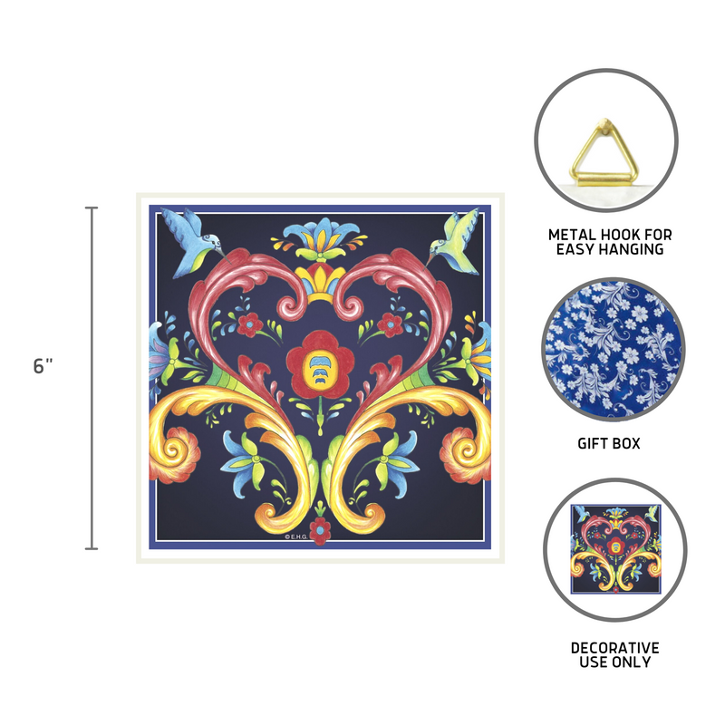 Blue Rosemaling Ceramic Deluxe Plaque