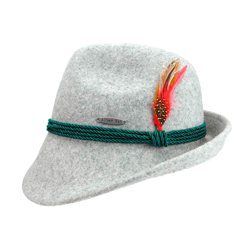 German Alpine Style Gray 100% Wool Oktoberfest Hat