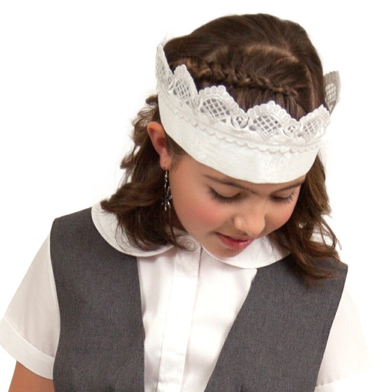  inchesMaid Costume inches White Lace Headband & Small Ecru Full Lace Apron - Apparel- Aprons, Apparel-Kitchenware, CT-700, Hats, Lace - 2 - 3 - 4 - 5