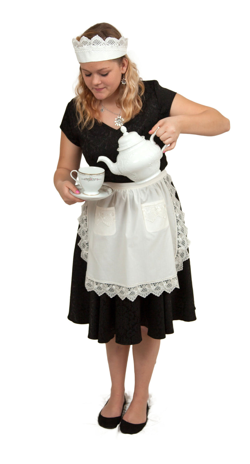 White Lace  inchesMaid Costume inches Apron Set - Apparel- Aprons, Apparel-Kitchenware, CT-700, Hats, Lace
