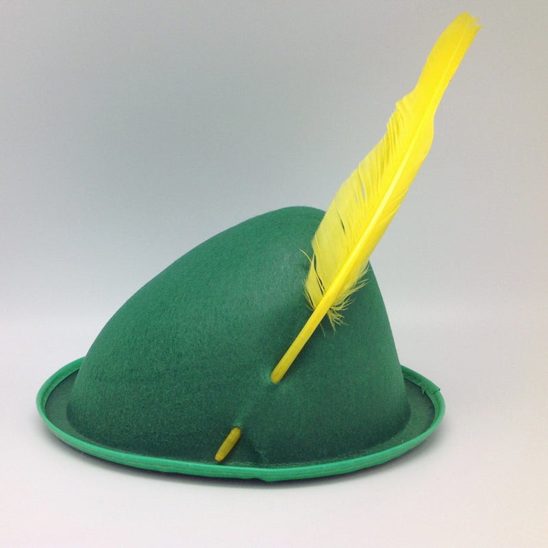 Oktoberfest  inchesPeter Pan inches Party Hat Green with Yellow Feather - Apparel-Costumes, felt, German, Germany, Hats, Hats-Kids, Hats-Party, L, Medium, Oktoberfest, Size, Small, Top-GRMN-B - 2 - 3