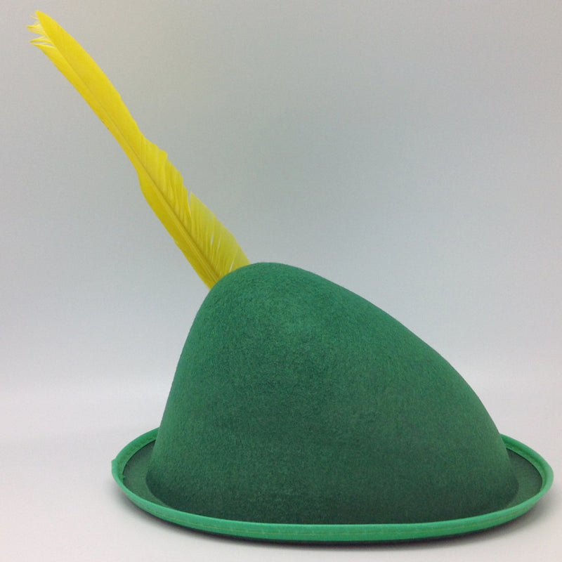 Oktoberfest  inchesPeter Pan inches Party Hat Green with Yellow Feather - Apparel-Costumes, felt, German, Germany, Hats, Hats-Kids, Hats-Party, L, Medium, Oktoberfest, Size, Small, Top-GRMN-B - 2 - 3 - 4 - 5