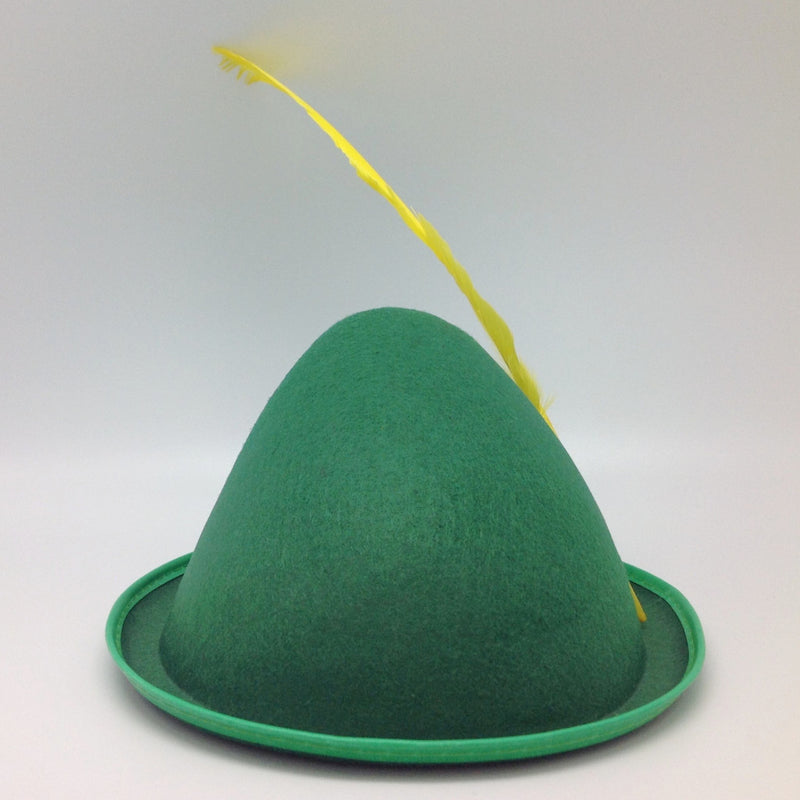 Oktoberfest  inchesPeter Pan inches Party Hat Green with Yellow Feather - Apparel-Costumes, felt, German, Germany, Hats, Hats-Kids, Hats-Party, L, Medium, Oktoberfest, Size, Small, Top-GRMN-B - 2 - 3 - 4 - 5 - 6