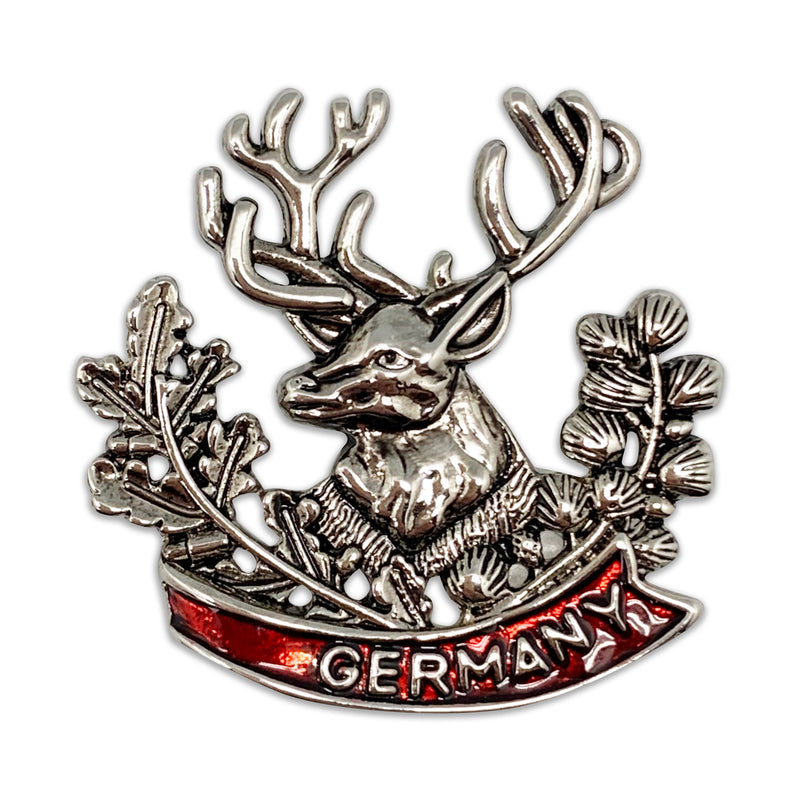 Oktoberfest German Hat Pin Metal Medallion Stag Germany Banner