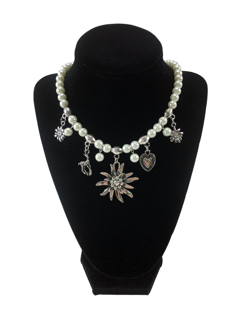 Edelweiss and Pearls Necklace Oktoberfest Jewelry - Edelweiss, German, Jewelry, New Products, NP Upload, Under $25, Yr-2016