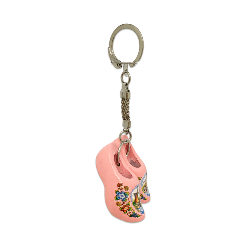Pink Wooden Shoe Keychain