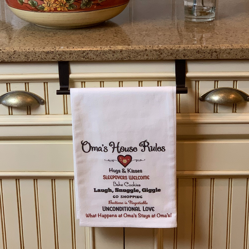 "Oma's House Rules" Oma Gift Idea Decorative Print Towel