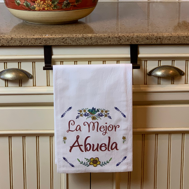 "La Mejor Abuela" Regalos para Abuela Spanish Grandmother Blue Lovebirds Decorative Print Towel