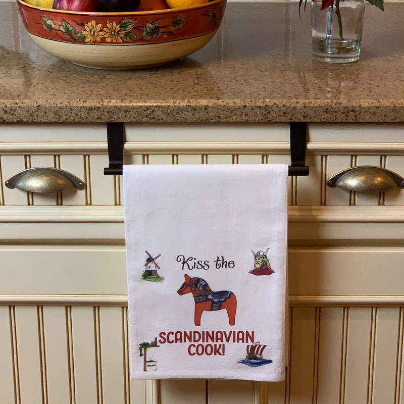"Kiss the Scandinavian Cook" Kitchen Gift Decorative Print Towel