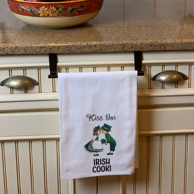 "Kiss the Irish Cook" Kitchen Gift Decorative Print Towel