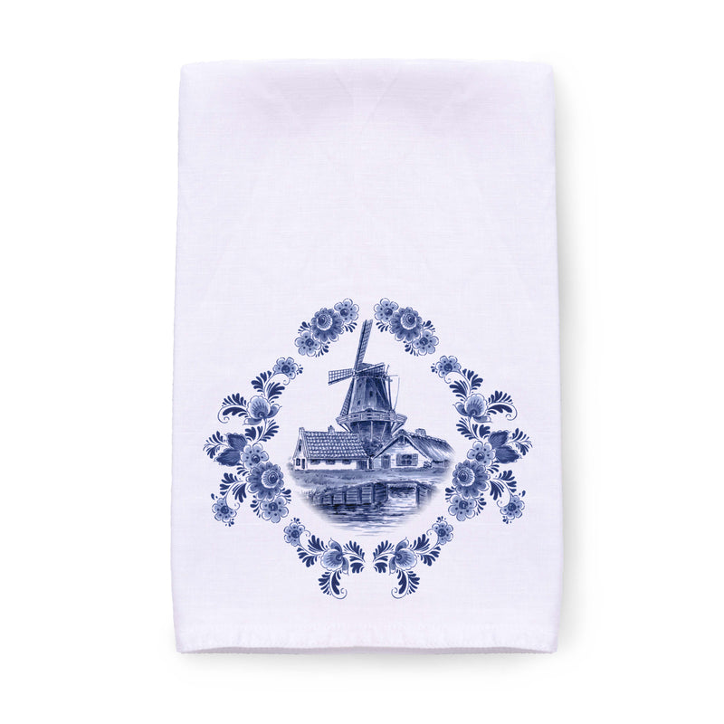 Dutch Windmill Scenic Landscape Decorative Print Towel