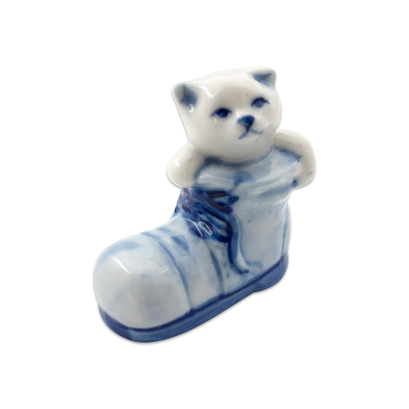Porcelain Porcelain Delft Cat In Boot