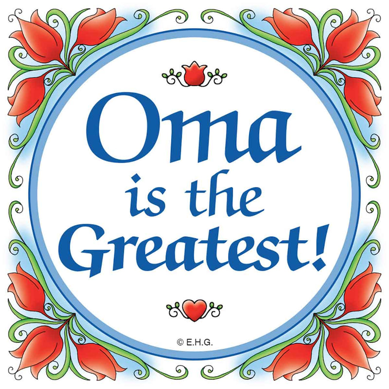 "Oma is the Greatest" Collectible Magnet Tile with Birds Design