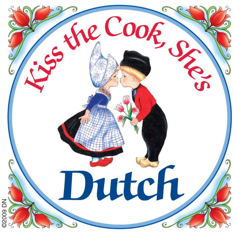 Dutch Souvenirs Magnet Tile Kiss Dutch Cook