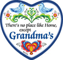 inchesNo Place Like Home Except Grandma's inches Magnetic Heart Tile - CT-100, CT-101, Grandma, Magnet Tiles-Heart, Magnets-Refrigerator, New Products, NP Upload, Rosemaling, SY:, SY: No Place Like Grandmas, Under $10, Yr-2016