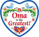 inchesOma is the Greatest inches Magnetic Heart Tile with Birds Design - CT-100, CT-102, CT-210, CT-220, Magnet Tiles-Heart, Magnets-Refrigerator, New Products, NP Upload, Oma, Rosemaling, SY:, SY: Oma Greatest, SY: Oma is the Greatest, Under $10, Yr-2016