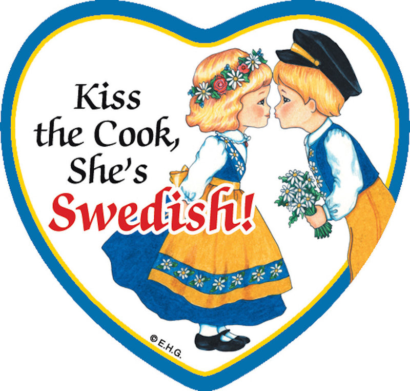 Magnetic Tile Swedish Cook - Below $10, Collectibles, Heart, Home & Garden, Kissing Couple, Kitchen Magnets, Magnet Tiles, Magnet Tiles-Heart, Magnet Tiles-Swedish, Magnets-Refrigerator, PS-Party Favors, Scandinavian, Swedish, SY: Kiss Cook-Swedish, Top-SWED-A, Wife