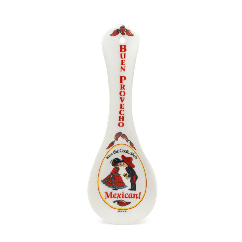 Combining functionality with decorative accent, this Mexican ceramic kitchen spoon rest is a perfect gift for a close friend or yourself! It features original artwork and also has a hole for those who would like to hang it on