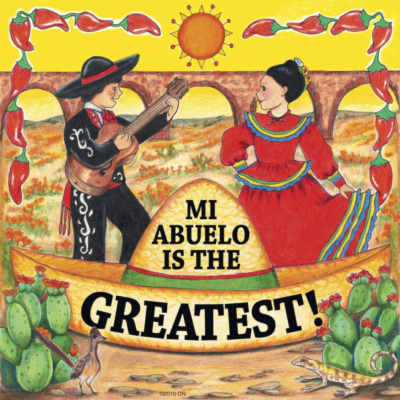Mexican Gifts Abuelo Is Greatest Tile Magnet - Below $10, Collectibles, CT-100, CT-235, Home & Garden, Kitchen Magnets, Latino, Magnet Tiles, Magnet Tiles-Mexican, Magnets-Refrigerator, Mexican, PS-Party Favors, Spanish