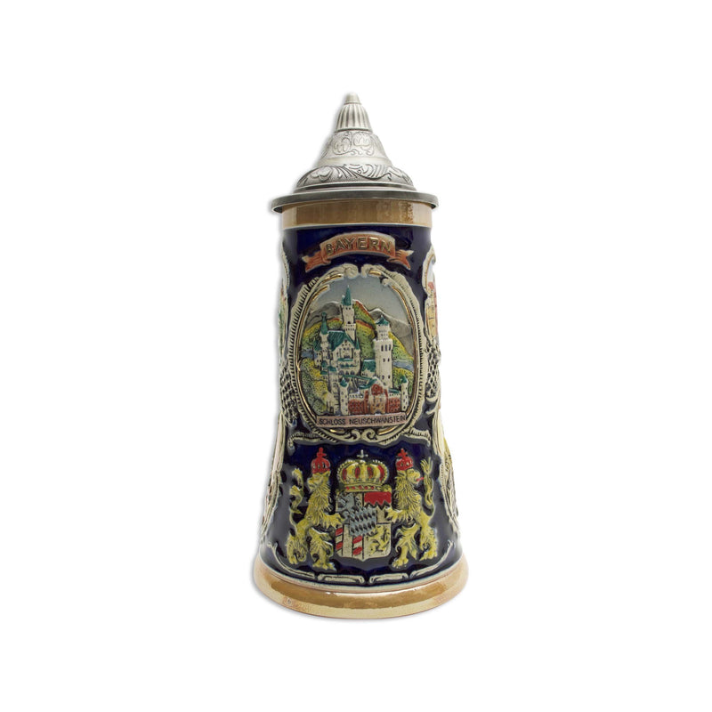 Windows into Germany" Collectible Beer Stein with Engraved Metal Lid