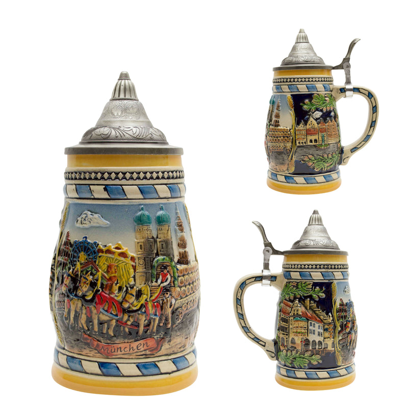 Bavarian Mountain Village Beer Stein - .9L, Alcohol, Barware, Beer Glasses, Beer Stein-No Lid, Beer Stein-No Lid-EHG, Beer Steins, Coffee Mugs, Collectibles, Decorations, Drinkware, German, Germany, Home & Garden, Multi-Color